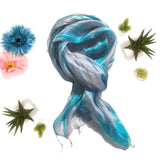Silk Scarf Light Turquoise Green Grey  Hand Painted Scarf