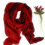 Large Silk Scarf Red and Black Hand Painted Scarf