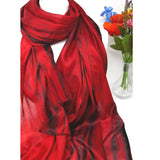 Large Silk Scarf Red and Black Hand Painted Scarf