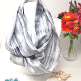 100% Silk Scarf Snood -Grey Hand Painted Silk Infinity Scarf