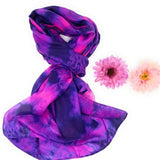 100% Silk Pink and Purple Marble Silk Scarf