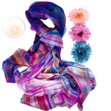 100% Large Silk Scarf Vibrant Multi Coloured Hand Painted Scarf