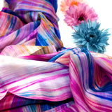 100% Large Silk Scarf Vibrant Multi Coloured Hand Painted Scarf