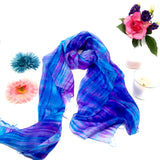 100% Silk Blue and Purple Silk Scarf