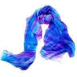 100% Silk Blue and Purple Silk Scarf