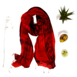 100% Silk Scarf Red & Black