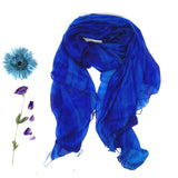 Millie & Boo Hand Painted Mulberry Silk Scarf Blue Green 170x75cm with Gift Box - Perfect Birthday Gifts for Women, Holiday Essentials, Thoughtful Gifts for Women