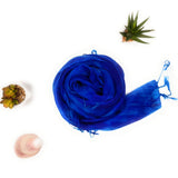 Millie & Boo Hand Painted Mulberry Silk Scarf Blue Green 170x75cm with Gift Box - Perfect Birthday Gifts for Women, Holiday Essentials, Thoughtful Gifts for Women