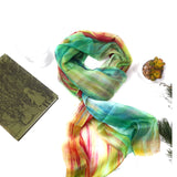 100% Silk Scarf Brown & Green Autumn Mix Silk Scarf