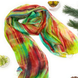 100% Silk Scarf Brown & Green Autumn Mix Silk Scarf