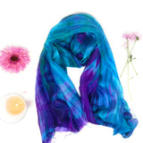 100% Silk Scarf Dark Purple & Green