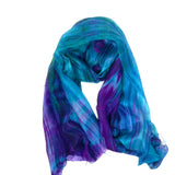 100% Silk Scarf Dark Purple & Green