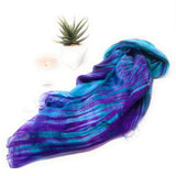 100% Silk Scarf Dark Purple & Green