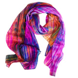 100% Large Silk Scarf Vibrant Multi Coloured Hand Painted Scarf
