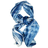 100% Large Silk Scarf Blue & White Hand Painted Scarf